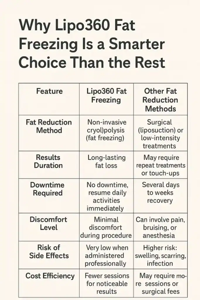 Is it possible to permanently freeze fat cells? 2 Table showing benefits of fat freezing to remove fat cells Hassocks from Lipo 360