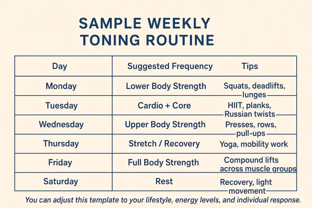 Achieving the Perfect Tone: How Often Should You Exercise for Results? 4 Weekly exercise Hassocks plan graphic