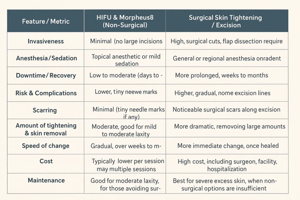 The Science of Skin Tightening 2 Table of skin tightening Hassocks benefits compared to surgical options